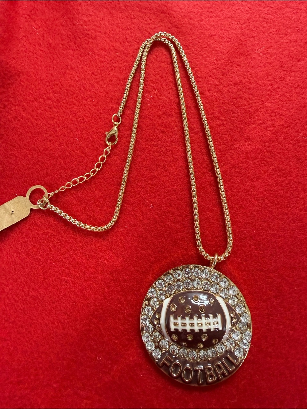 Gold-Tone Football Pendant Necklace - Gold